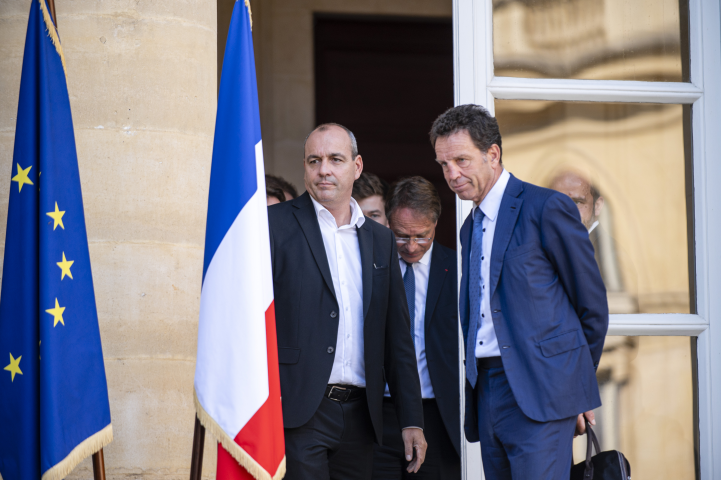 Geoffroy Roux de Bézieux, president MEDEF. Laurent Berger, secrétaire general du syndicat CFDT (©Come SITTLER/REA)