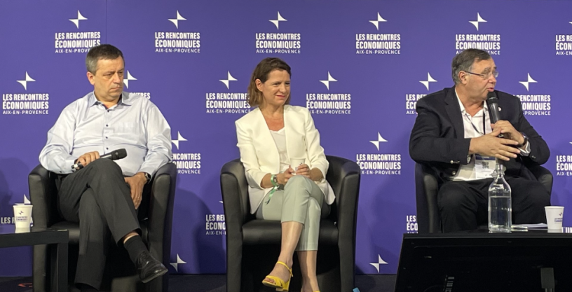 Luc Rémont, président-directeur général d'EDF, Catherine MacGregor, directrice générale d'Engie et Patrick Pouyanné, président-directeur général de TotalEnergies - DR