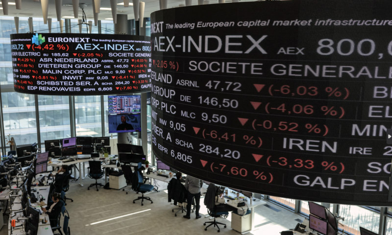 Euronext  (Photo by Thomas SAMSON / AFP)
