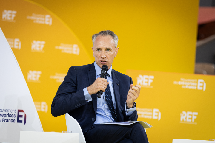 Thomas Buberl, le directeur général d'AXA. (Photo by Telmo Pinto / NurPhoto / NurPhoto via AFP)