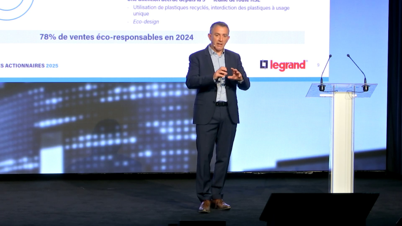 Benoît Coquart, le directeur général de Legrand, lors de l'assemblée générale du groupe le 27 mai 2025