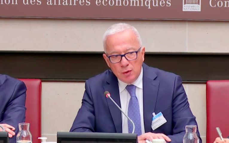 Alain Le Grix de La Salle, président d'ArcelorMittal France, auditionné par la Commission des affaires économiques de l'Assemblée nationale (crédit : Assemblée nationale)