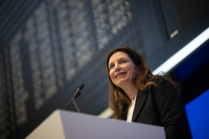 Bettina Orlopp, la future nouvelle présidente du directoire de Commerzbank - Photo by Sebastian Gollnow / DPA / dpa Picture-Alliance via AFP