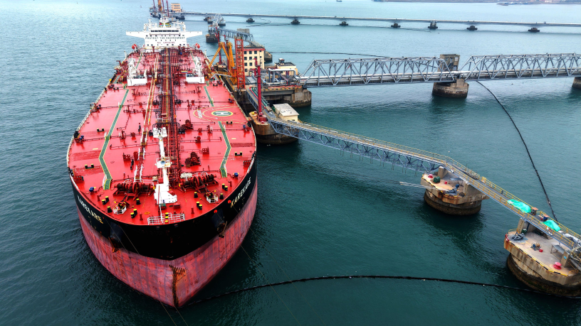 navire pétrolier.  (Photo : stringer / IC photo / Imaginechina via AFP)