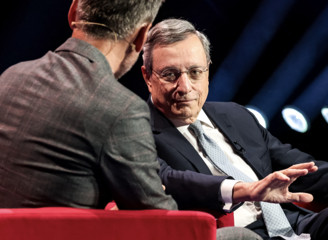 Mario Draghi. Photo by Dominika Zarzycka / NurPhoto / NurPhoto via AFP