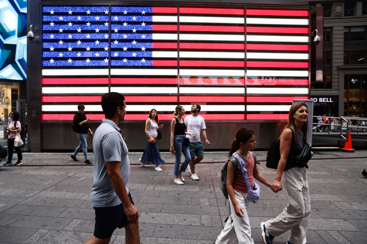 Time Square. Photo by Jakub Porzycki / NurPhoto / NurPhoto via AFP