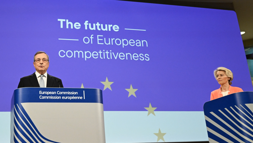 Mario Draghi, l'ancien président de la Banque centrale européenne , a présenté ce lundi son très attendu rapport sur la compétitivité européenne. Photo by Dursun Aydemir / ANADOLU / Anadolu via AFP