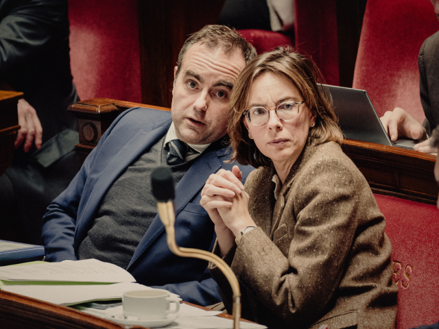 Sébastien Lecornu et Amélie de Montchalin (Photo by Bastien Ohier / Hans Lucas via AFP)