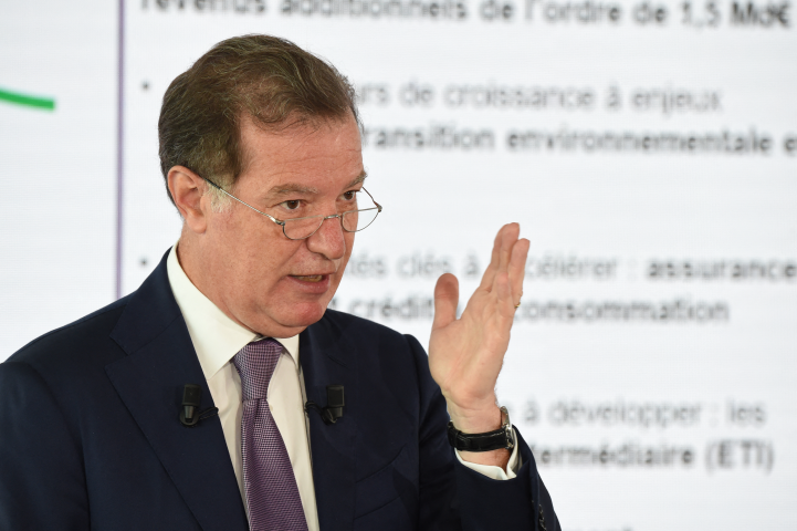 Laurent Mignon, le président du directoire de Wendel (Photo by Eric PIERMONT / AFP)