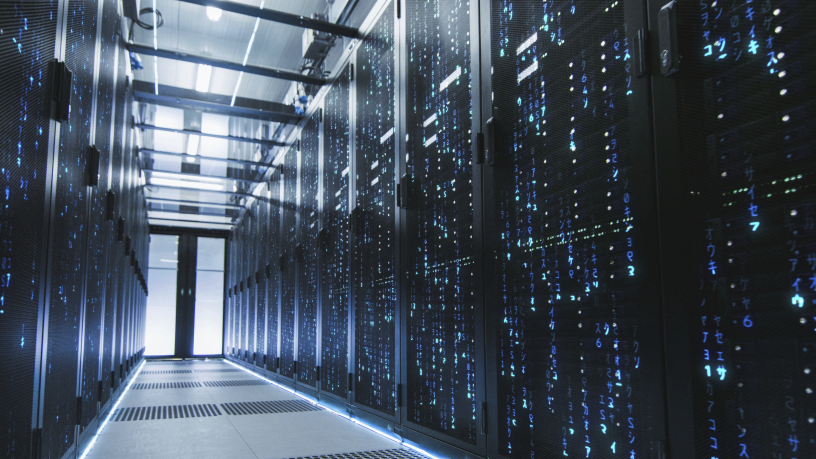 Data centre full of Rack Servers and Supercomputers