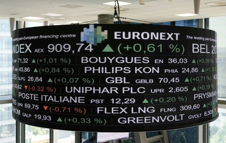 Euronext (Photo by Dimitar DILKOFF / AFP)