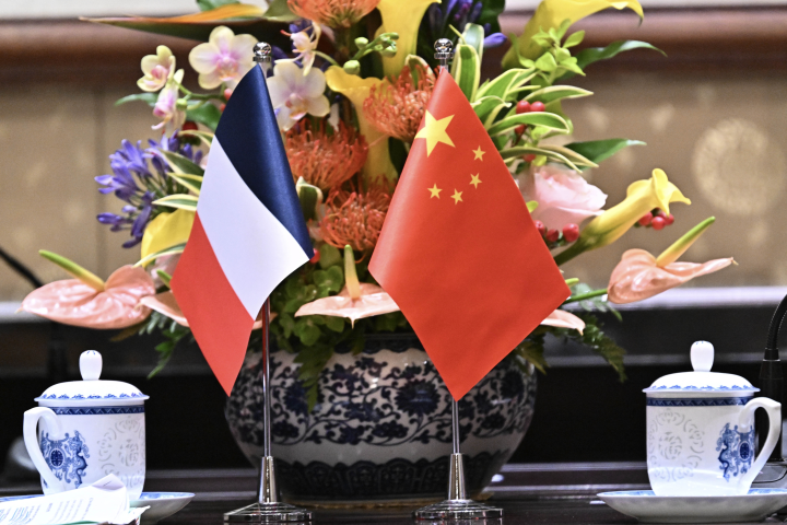 Drapeaux. Photo par PEDRO PARDO / POOL / AFP