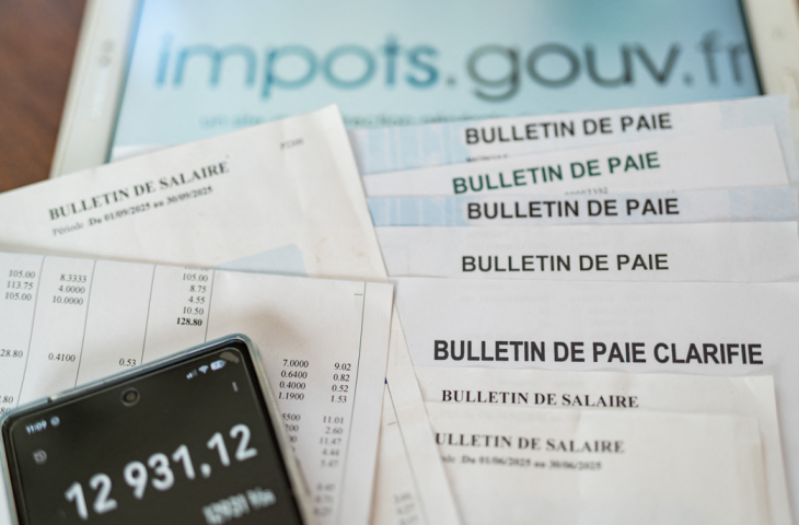 Bulletin de paie. Photo par JEAN-MARC BARRERE / HANS LUCAS / HANS LUCAS VIA AFP