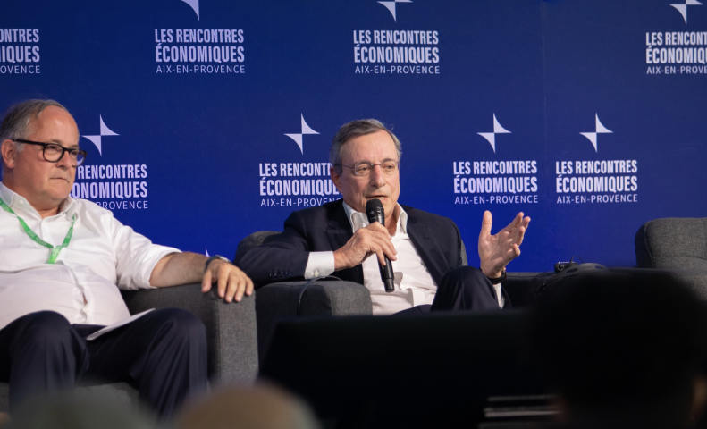 Mario Draghi et Benoît Cœuré, président de l’Autorité de la Concurrence. DR