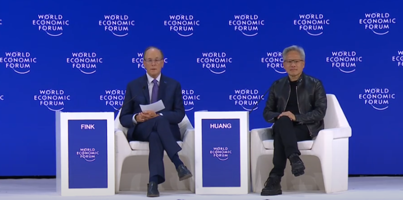 Larry Fink et Jensen Huang à Davos. Crédit : WEF