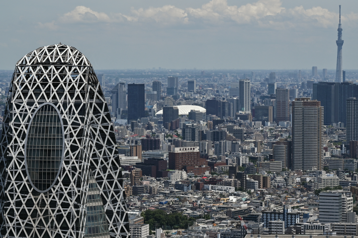 Vue générale de Tokyo avec la Mode Gakuen Cocoon Tower sur la gauche - Photo de Richard A. Brooks / AFP