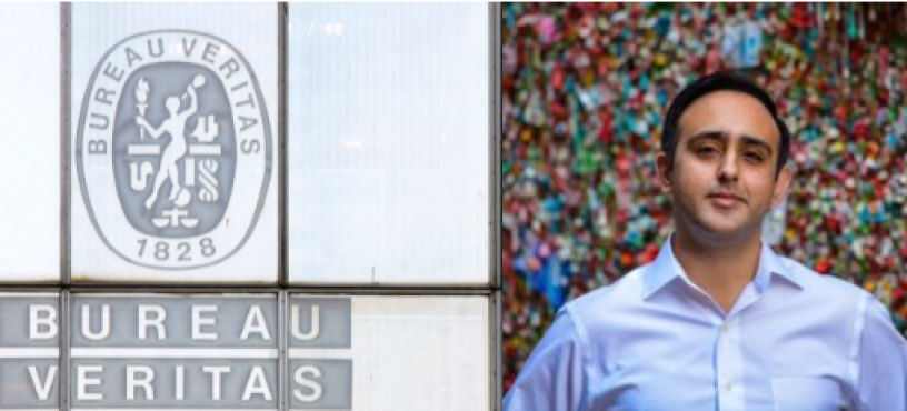 De gauche à droite : Bureau Veritas (Photo by ERIC PIERMONT / AFP) - Santiago Arias Duval (crédits : Linkedin)