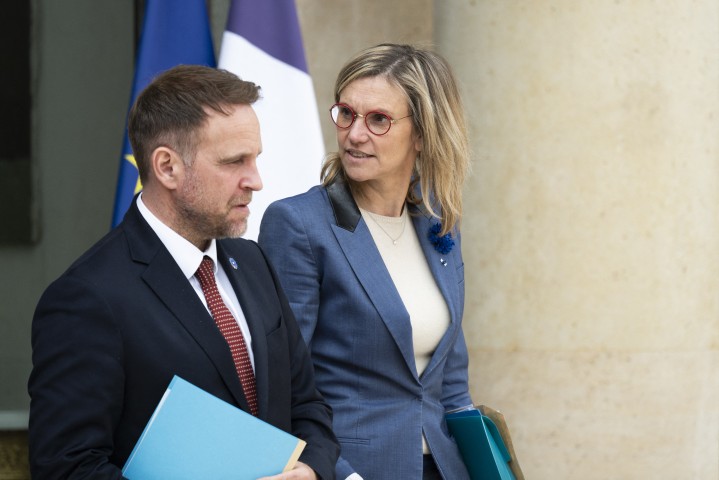 Marc Ferracci, ministre de l'Industrie et de l'Energie et Agnès Pannier-Runacher, ministre de la Transition écologique - Magali Cohen / Hans Lucas / Hans Lucas via AFP