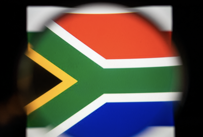 Drapeau de l'Afrique du Sud. Photo by Xose Bouzas / Hans Lucas / Hans Lucas via AFP