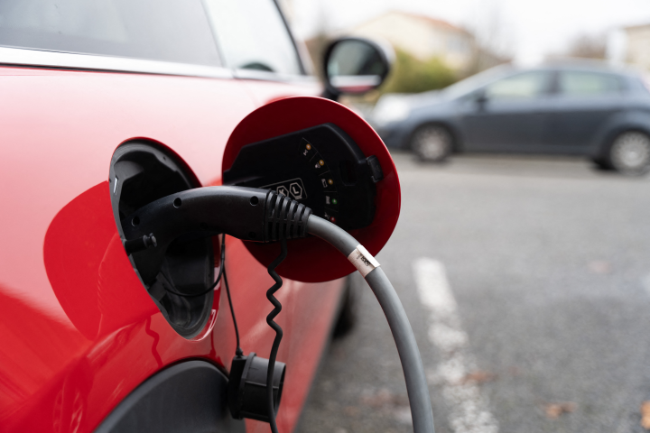 ELECTRIC CAR - CHARGING STATION (Photo by Jean-Marc Barr�re / Hans Lucas via AFP)