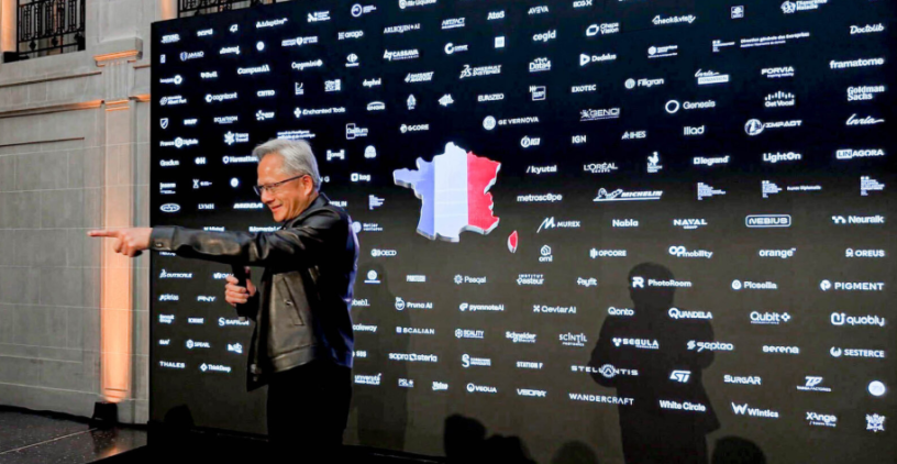 Jensen Huang, fondateur et dirigeant de Nvidia, lors d'une conférence à Paris. Crédits : NVIDIA