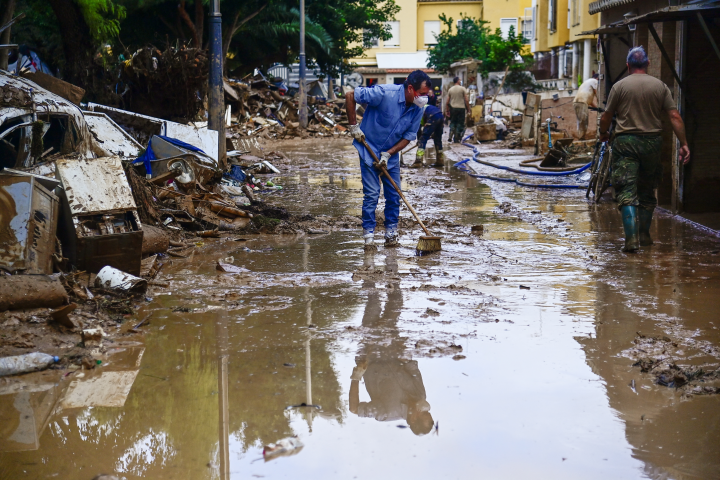 Conséquences d'une inondation en Espagne. Photo by JOSE JORDAN / AFP