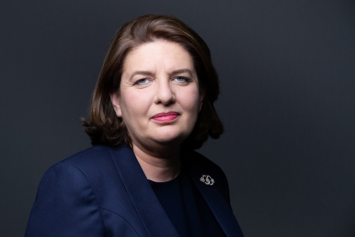 Valérie Baudson, la directrice générale d'Amundi (Photo by JOEL SAGET / AFP)