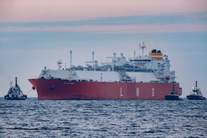 LNG tanker. Photo by STEFAN SAUER / DPA / dpa Picture-Alliance via AFP