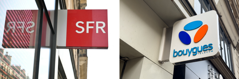 SFR et Bouygues Telecom (crédits Stéphane Mouchmouche et Emma Da Silva pour l'AFP)