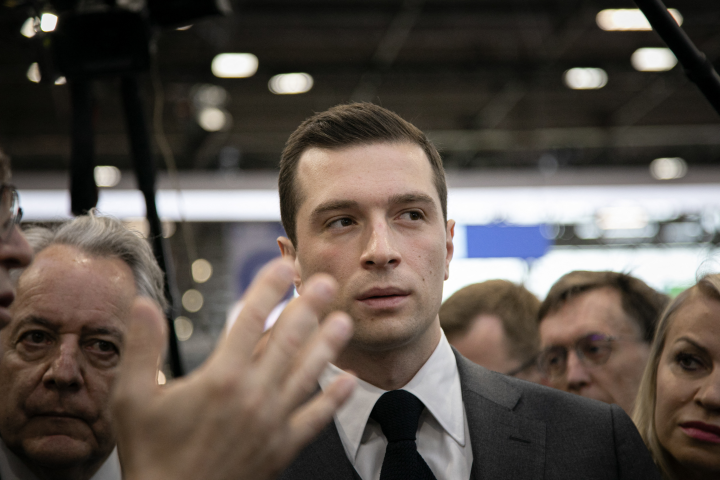 FRANCE-PARIS-POLITICS-NATIONAL-RALLY-BARDELLA-VISIT-EUROSATORY