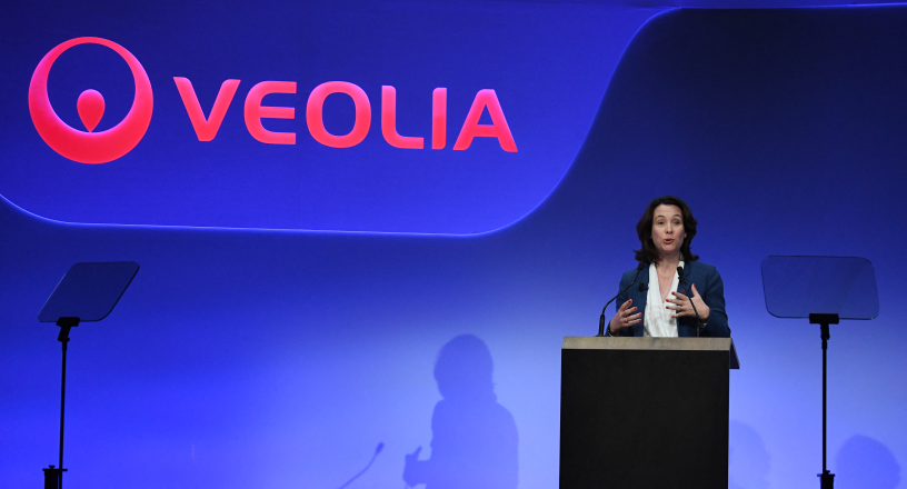 Estelle Brachlianoff, directrice générale Veolia (Photo by Eric PIERMONT / AFP)