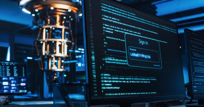 Écran d'ordinateur affichant des recherches en cybersécurité menées à l'aide d'un ordinateur quantique. (Photo : GORODENKOFF PRODUCTIONS/SCIENCE / GPR / Science Photo Library via AFP)