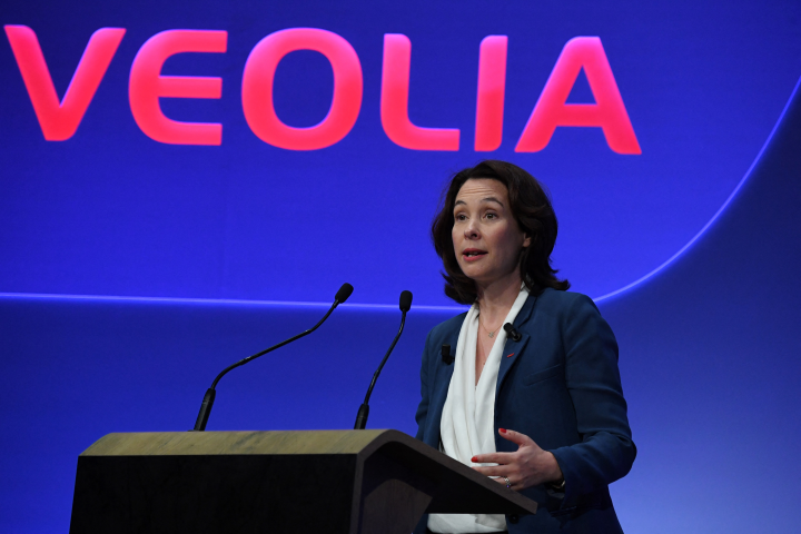 Estelle Brachlianoff, directrice générale de Veolia (Photo by Eric PIERMONT / AFP)