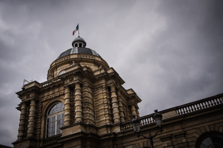 illustration du dôme a l'entrée du Sénat. (Photo by Xose Bouzas / Hans Lucas / Hans Lucas via AFP)