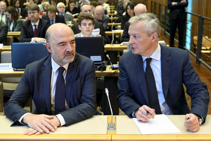 Pierre Moscovici, Premier président de la Cour des comptes et Président du Haut Conseil des finances publiques et Bruno Le Maire, ministre de l'Economie et des Finances - Nicolas TAVERNIER/REA